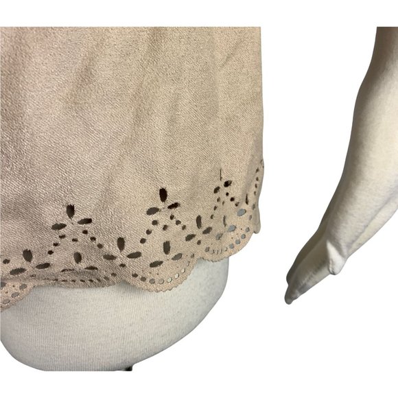 Motherhood Maternity Medium Boho Blouse Velour Tan Beige - Picture 6 of 6